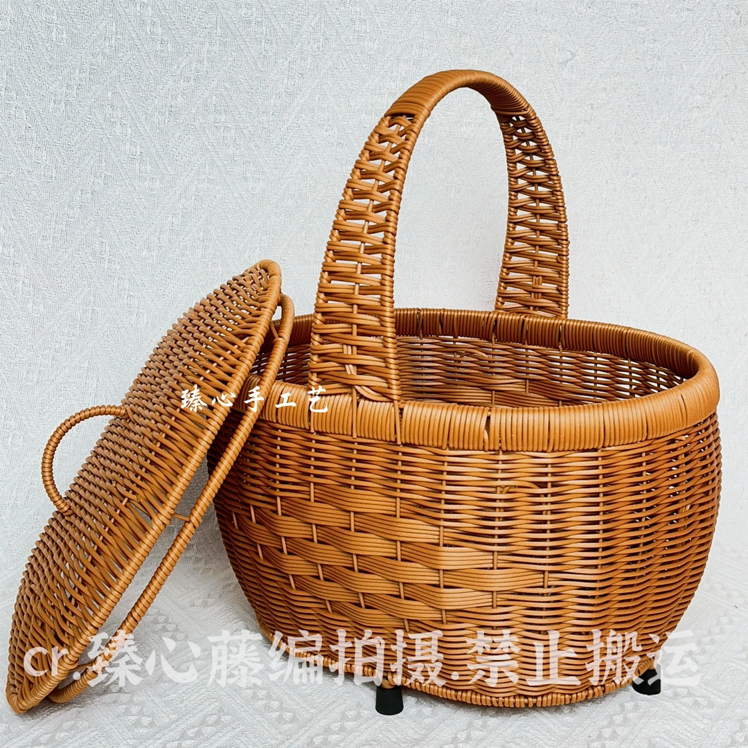 TY47带脚款】椭圆新升级手提篮超市买菜蓝户外野餐篮鸡蛋仿藤