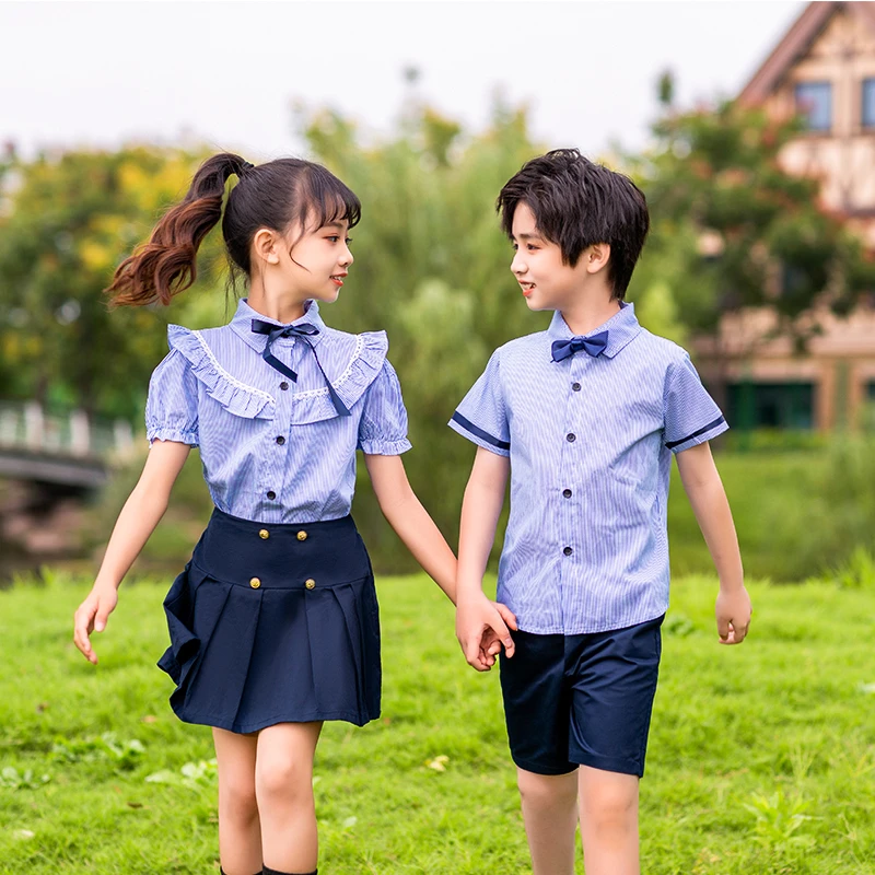 小学生夏季短袖青春学院风校服韩系幼儿园园服套装大班毕业季班服
