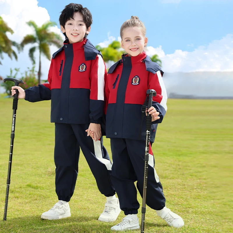 中小学生学院风运动户外装冲锋衣加厚秋冬季幼儿园园服一年级班服