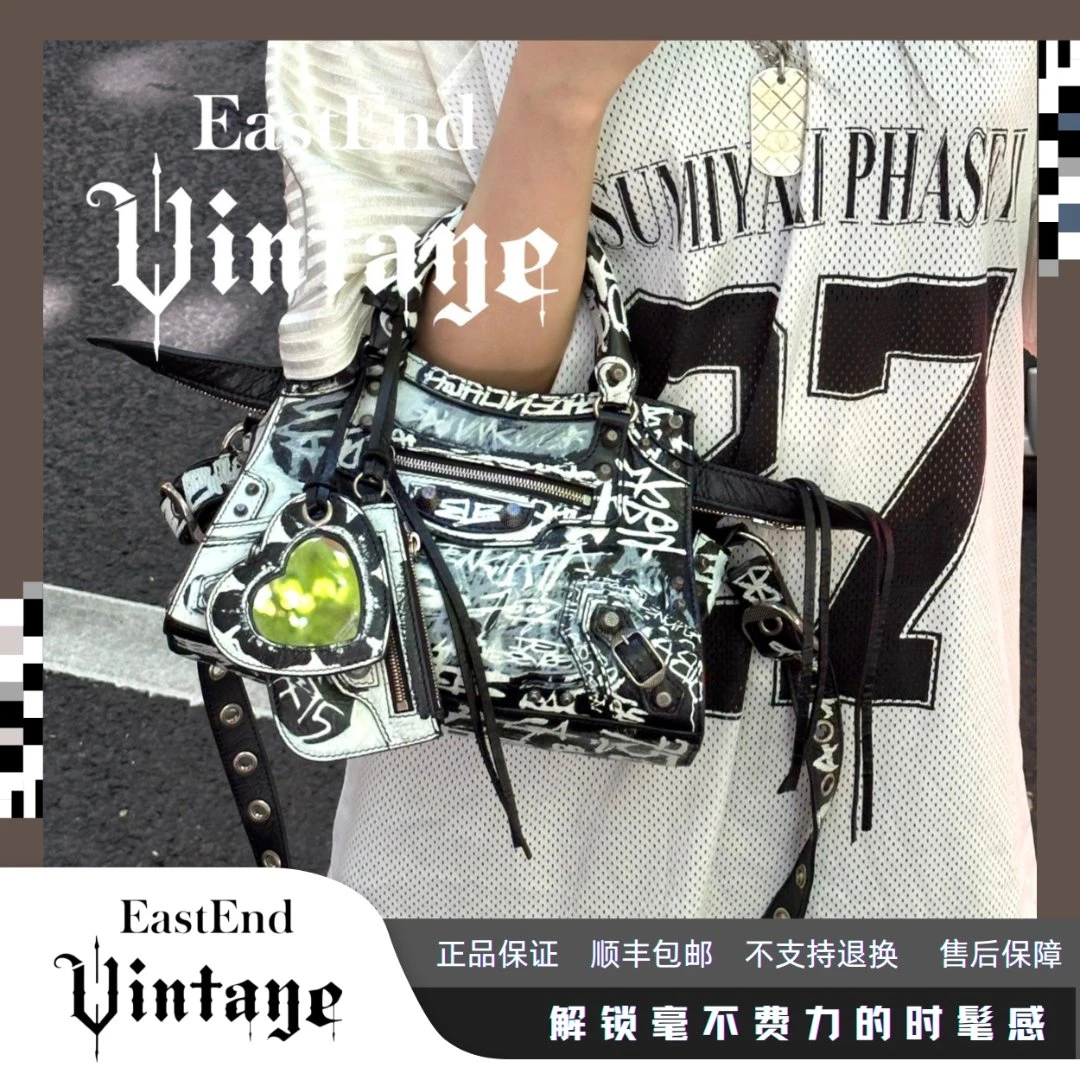 95新 Balenciaga/巴黎世家 東区-涂鸦机车mini/84630时髦时尚小众