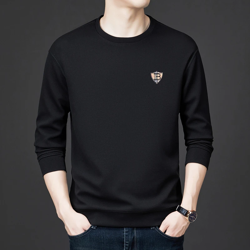 秋冬新款男士纯棉休闲百搭长袖卫衣潮流宽松圆领时尚商务青年上衣