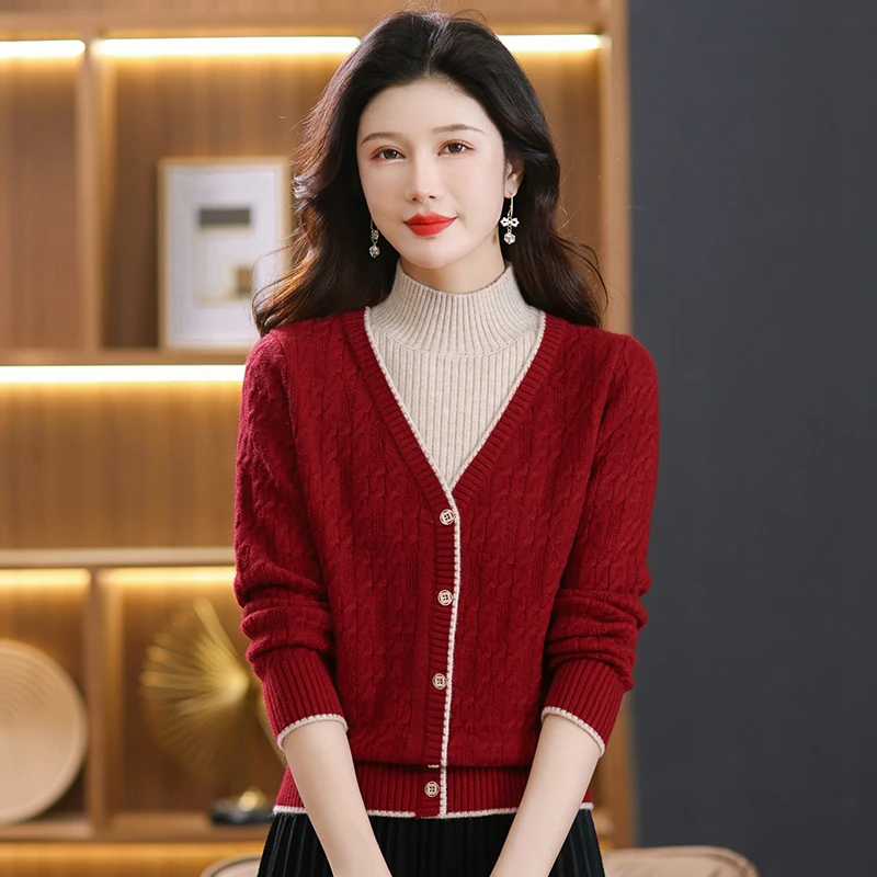 高级感小个子短款秋冬加厚红色毛衣女宽松洋气打底衫女内搭上档次