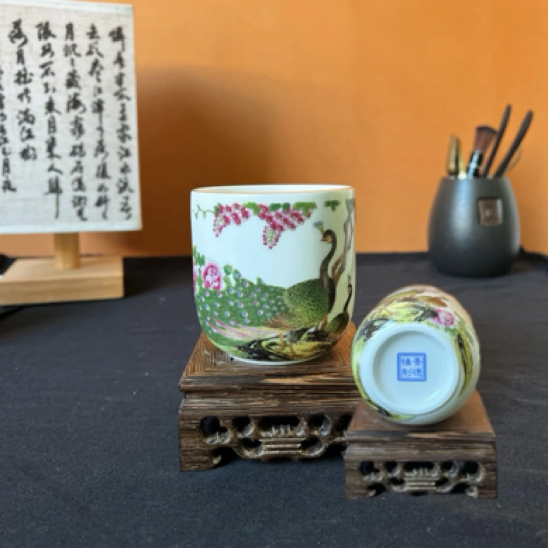 掐金珐琅彩主人杯景德镇陶瓷杯大容量主人杯HQ008