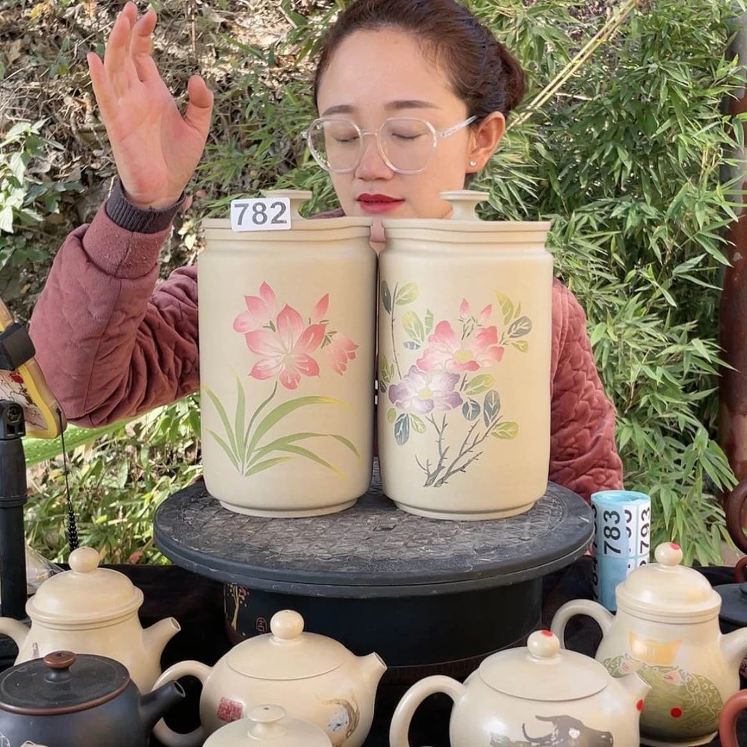 【闪购商品】陶瓷罐782一对手工痕迹