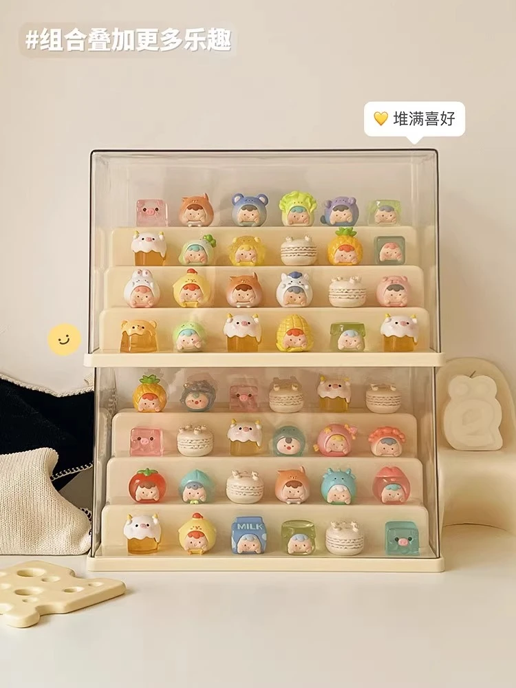 【拆盒】萌粒盲盒展示架收纳盒亚克力盒子透明架摆件手办柜防尘盒