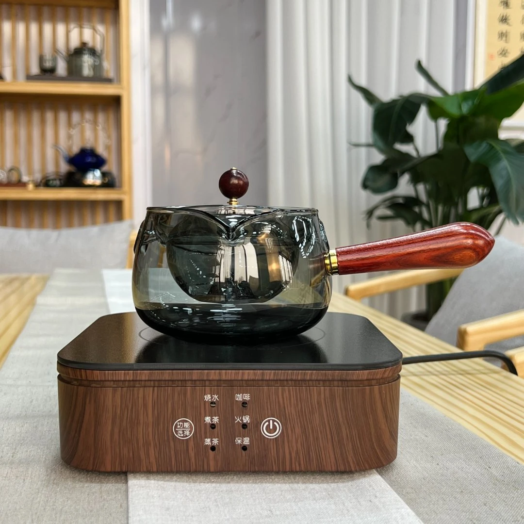 逍遥壶煮茶器小青柑泡茶器髙硼硅玻璃500ml正茗堂木纹电陶炉1000W