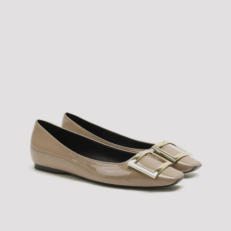 【R家高定系列】平底羊皮高跟鞋女2024百搭方头单鞋女时尚气质女鞋