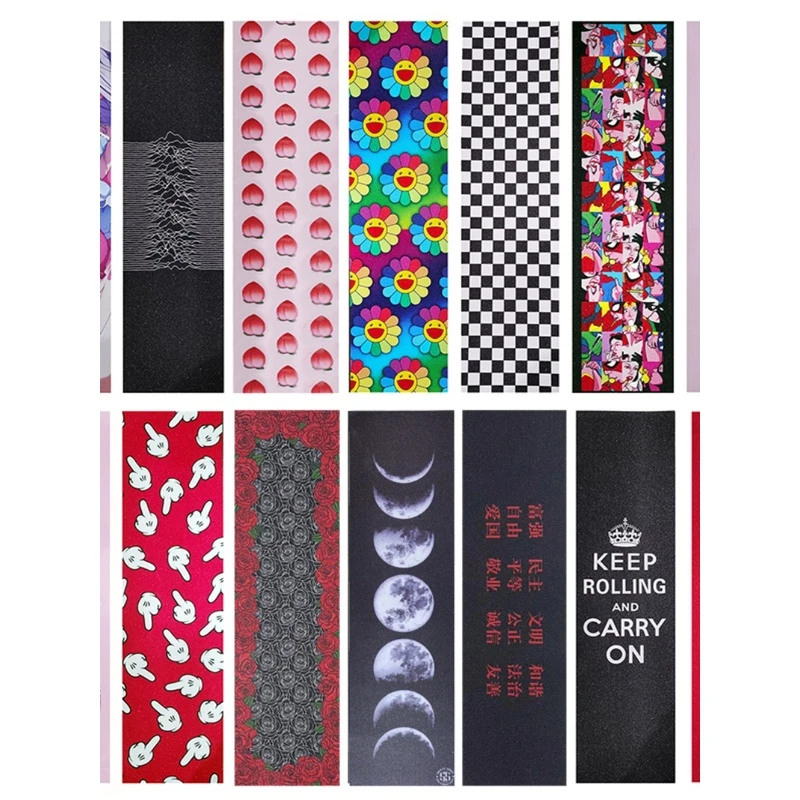 55滑板店 专业滑板砂双翘板砂纸 透明砂 棋盘格 黑白格 全黑气孔