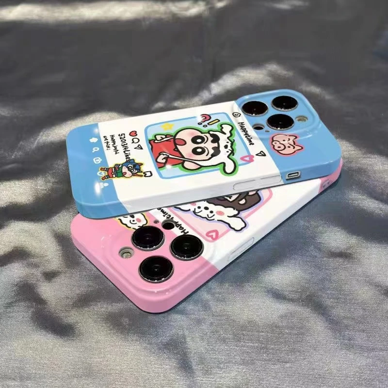 网红蜡笔小新苹果14手机壳13promax菲林硬壳xr全包13卡通OPPOVIVO