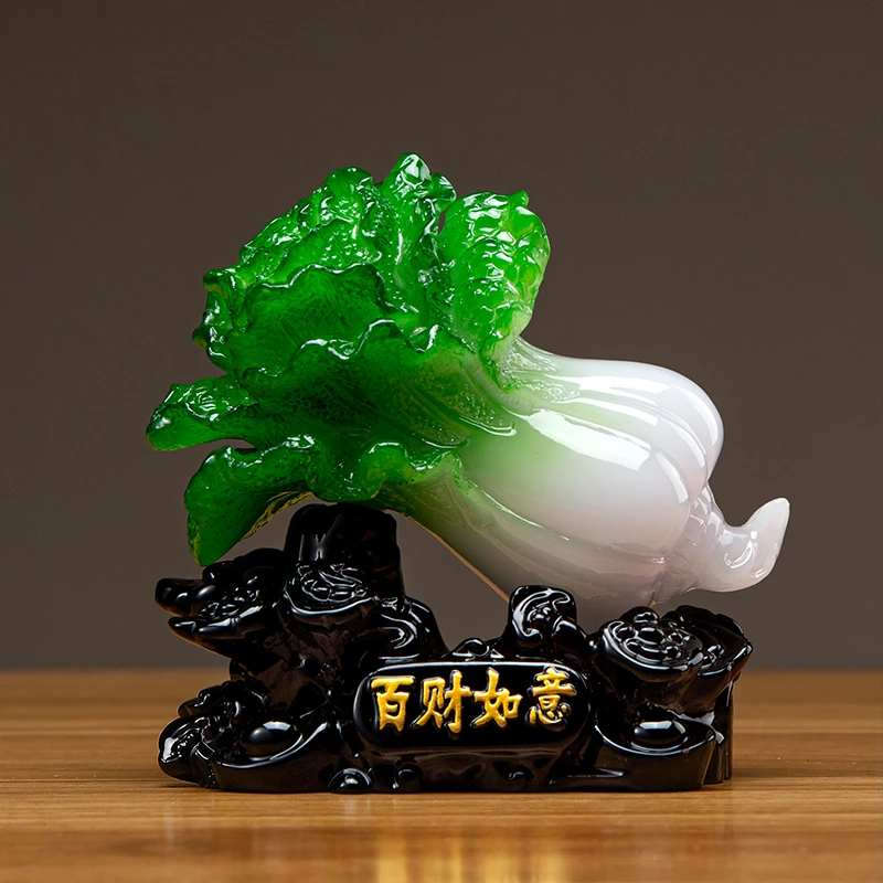 玉白菜摆件招财中式客厅玄关酒柜装饰品新房乔迁礼品店铺开业礼物