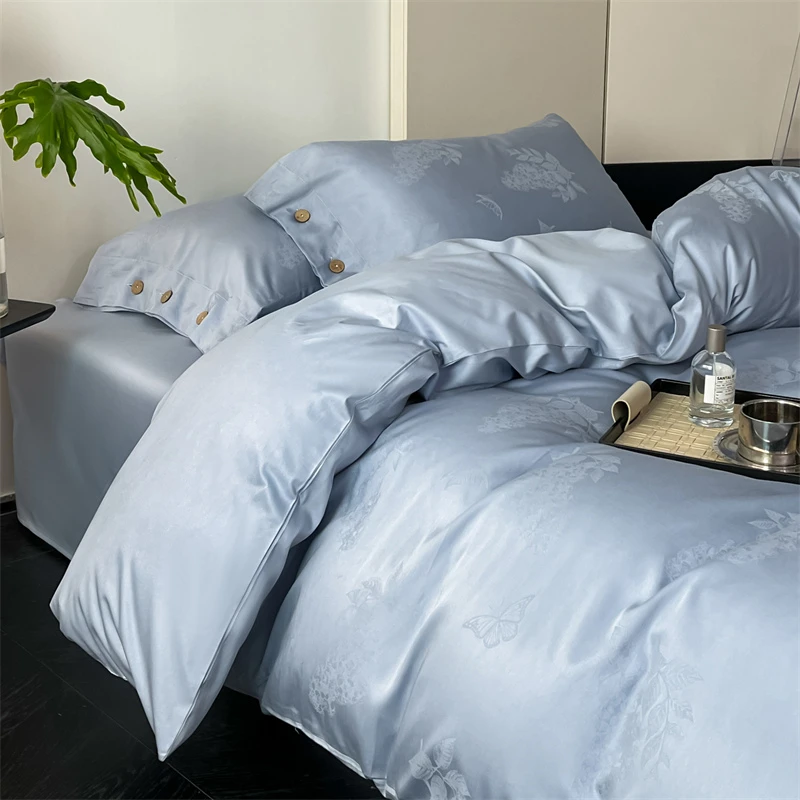 全棉色织提花四件套细腻丝滑被罩床单清凉裸睡床上三件套