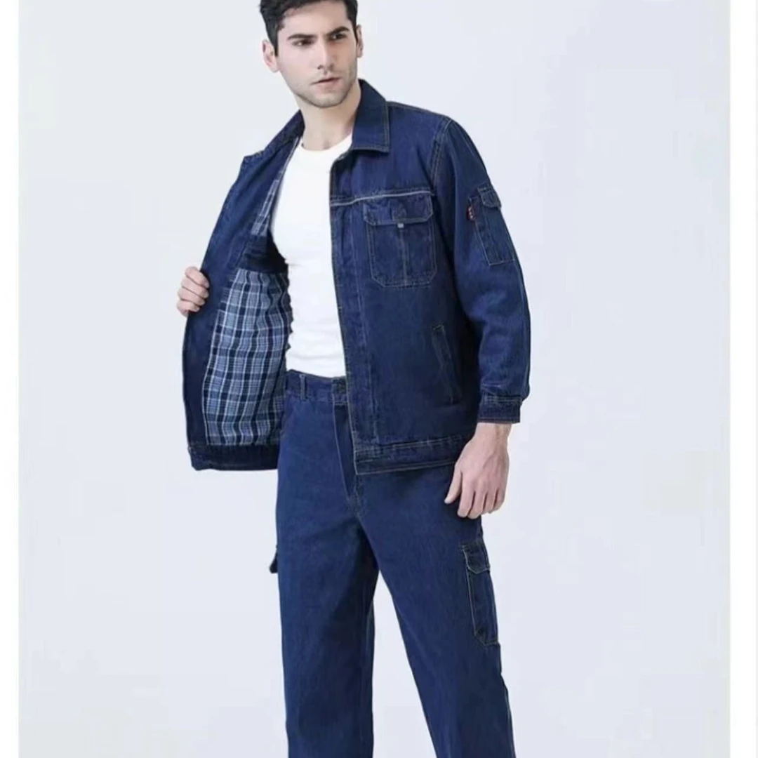 纯棉牛仔春秋多口袋单层双层套装南方电网供电公司电力安装工作服