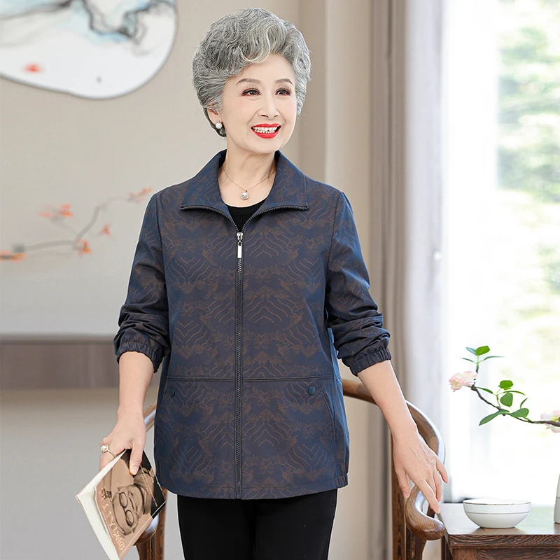YUZHAOLIN/俞兆林中老年女装春装长袖妈妈装上衣老年人风衣外套