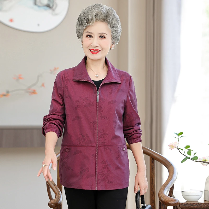 YUZHAOLIN/俞兆林中老年女装春装洋气妈妈装上衣老年人风衣外套