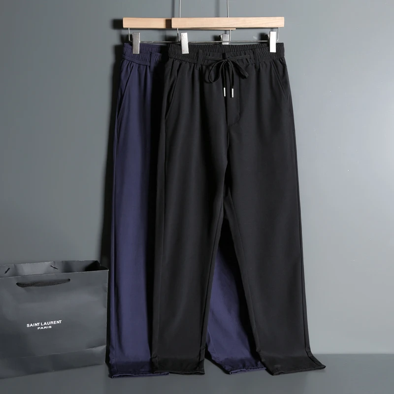 秋冬季加绒加厚大码休闲裤男加肥加大运动裤直筒宽松高腰肥佬长裤