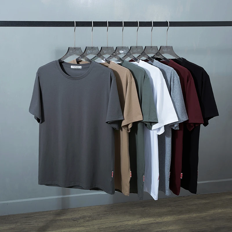 夏季男士加肥加大短袖宽松薄款简约圆领T恤纯色透气百搭上衣短t
