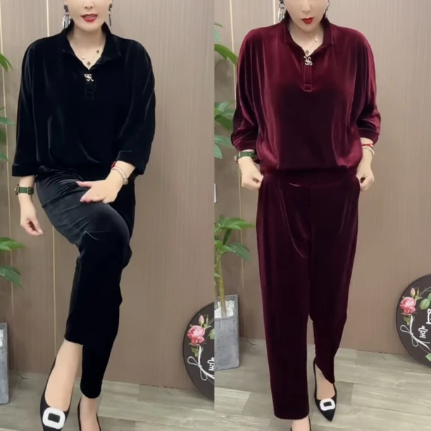 洋气套装女气质秋季新款洋气百搭宽松上衣搭配裤子两件套女985885