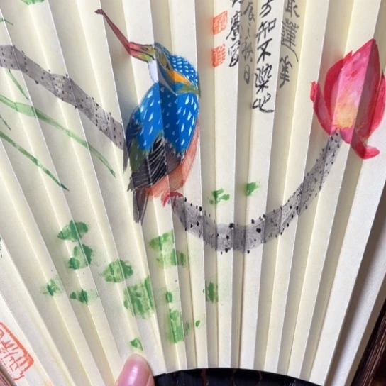 竹棕竹倒拍口9.5寸的加一张书法扇面