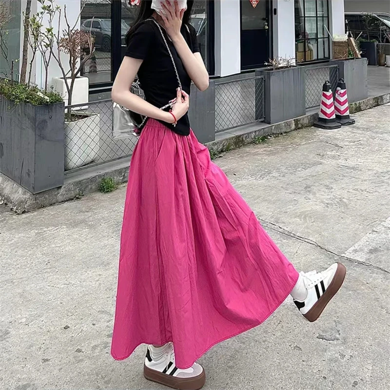 高腰慵懒风山本半身裙女夏休闲大摆伞裙新款显瘦A字中长裙垂感