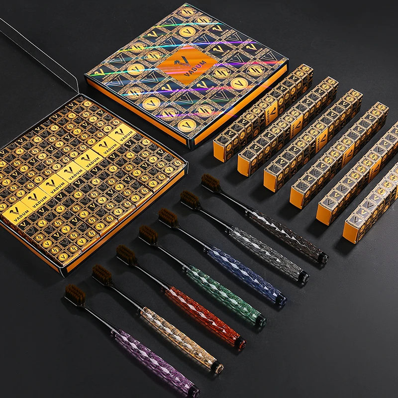 VADUM高档7支装礼盒轻奢软毛细头柔软牙刷彩晶成人家用情侣手动