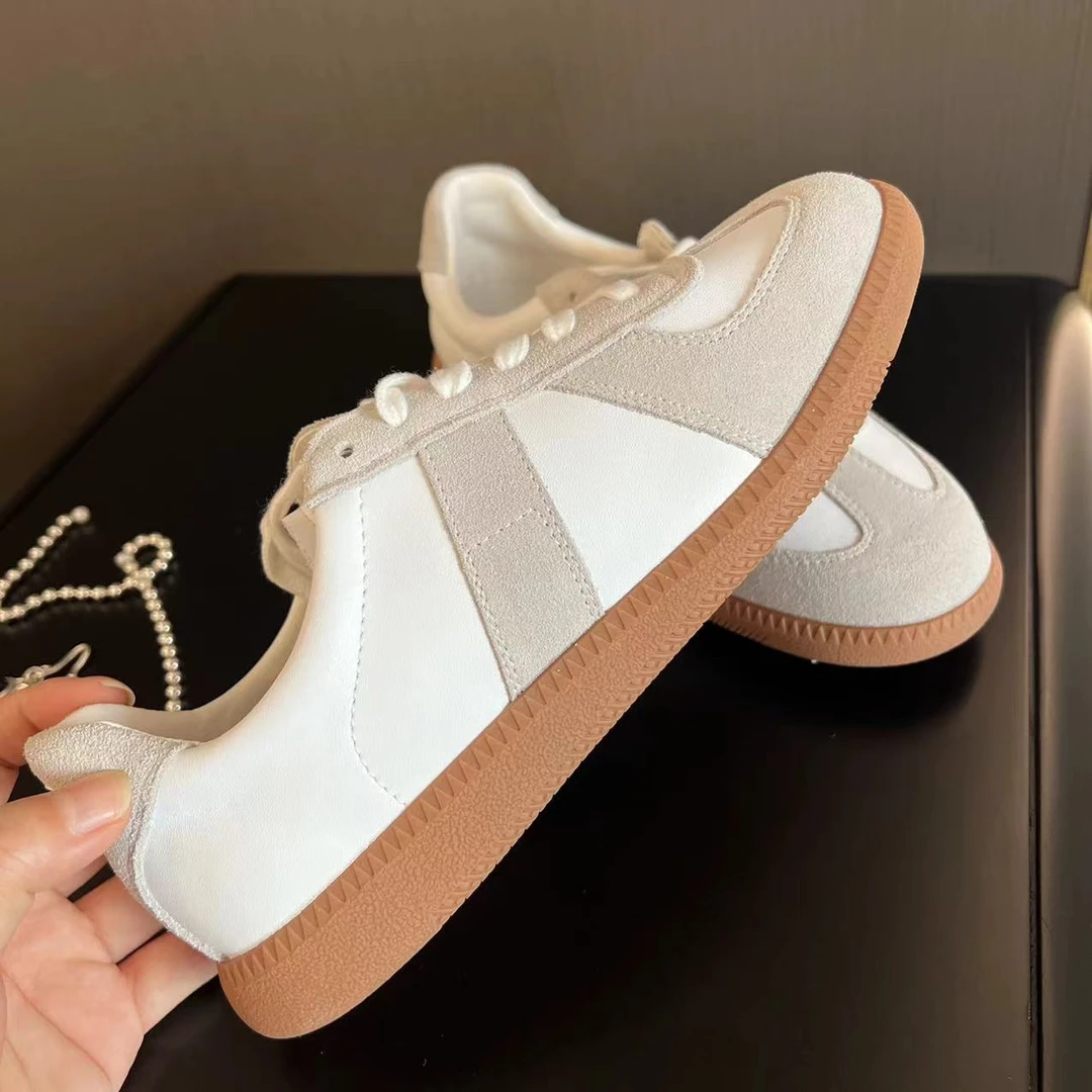 SANMI/叁米  真皮复古拼色德训鞋  06606