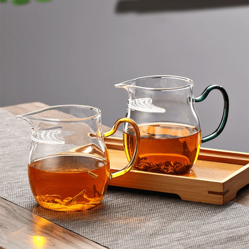 十载爱棠月牙公道杯玻璃耐热带过滤茶杯加厚高硼硅大号家用绿茶杯