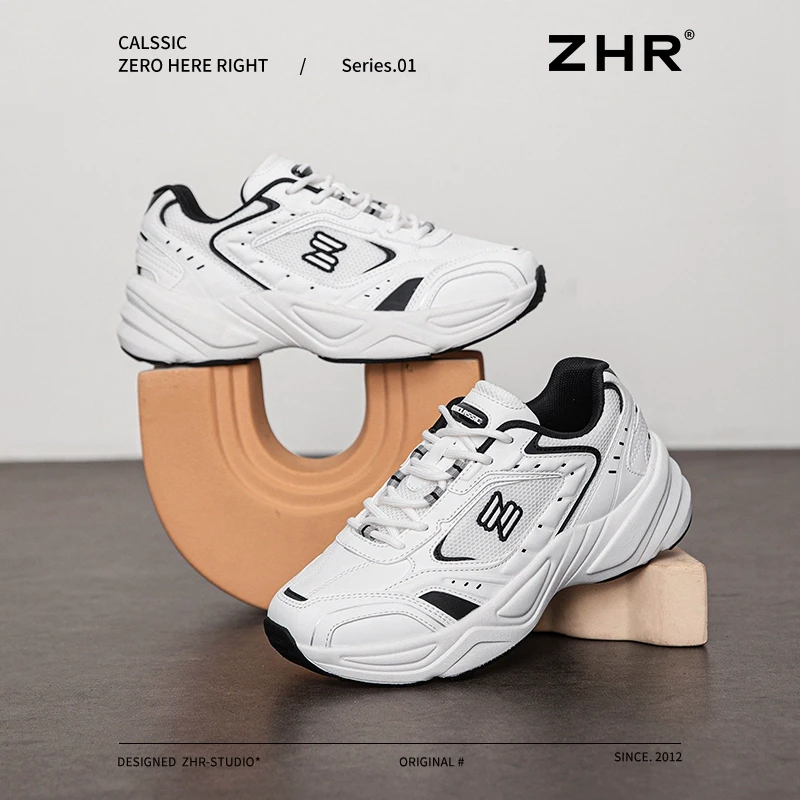 ZHR厚底老爹鞋女2025秋冬新款复古百搭小白鞋轻便休闲运动鞋JM18