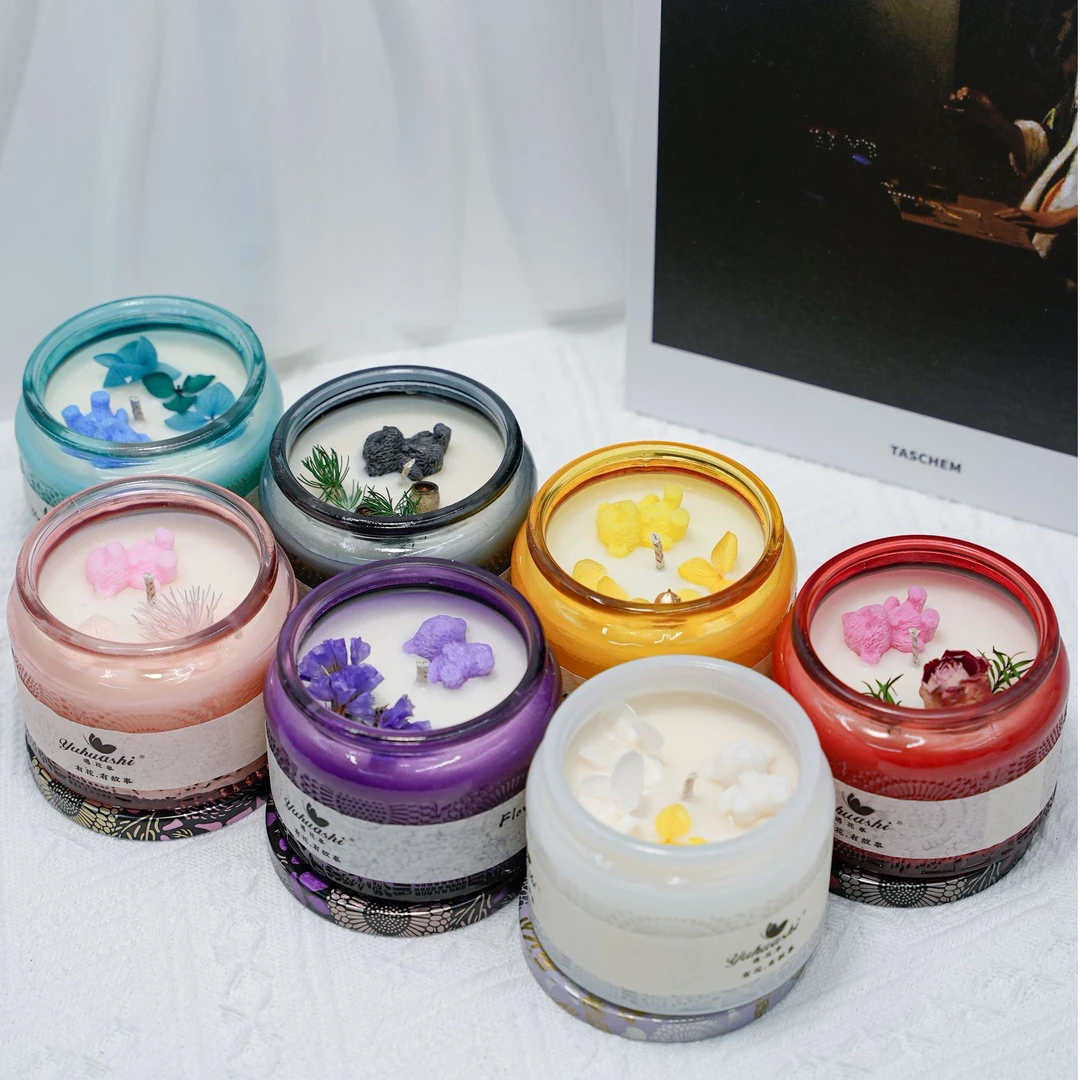 彩色玻璃《熊与花》香薰蜡烛