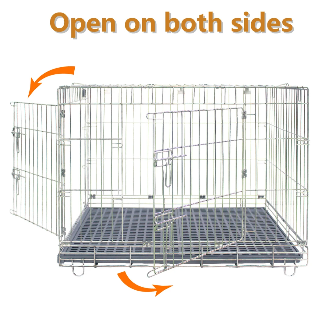 苏力 304不锈钢胶板底网双门折叠笼