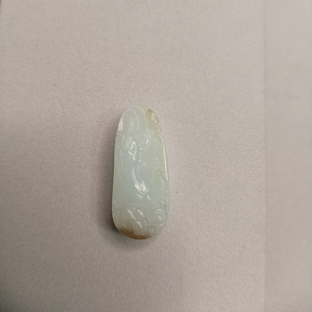 和田玉白玉带糖观音吊坠，白度玉质特别好油润小精品挂坠精雕手工