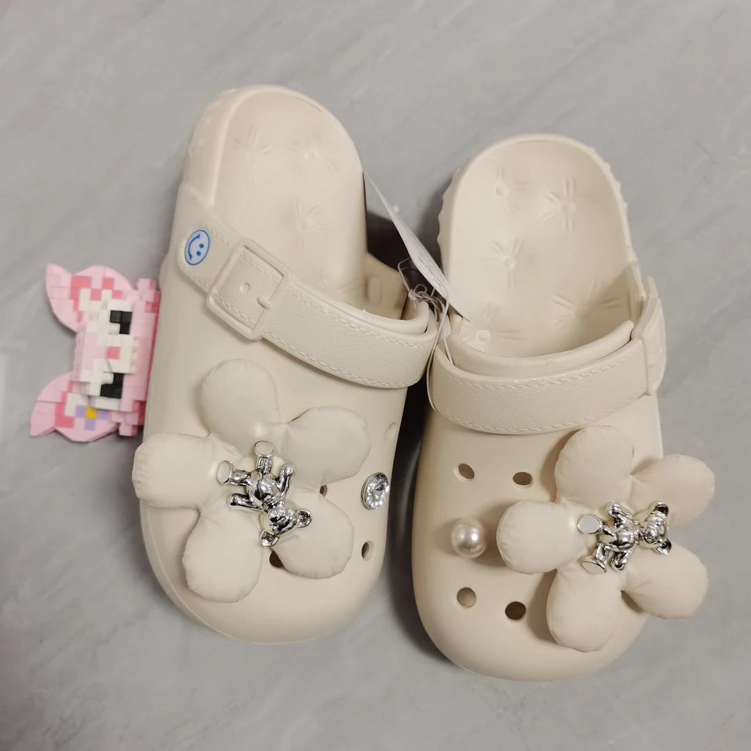 时尚夏季米色甜美鞋拖防滑百搭舒适软底