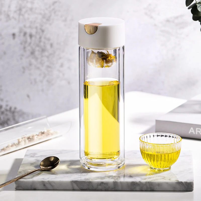 GIANXI/捷安玺茶水分离杯办公室高档磁弹泡茶杯水杯磁吸玻璃杯子