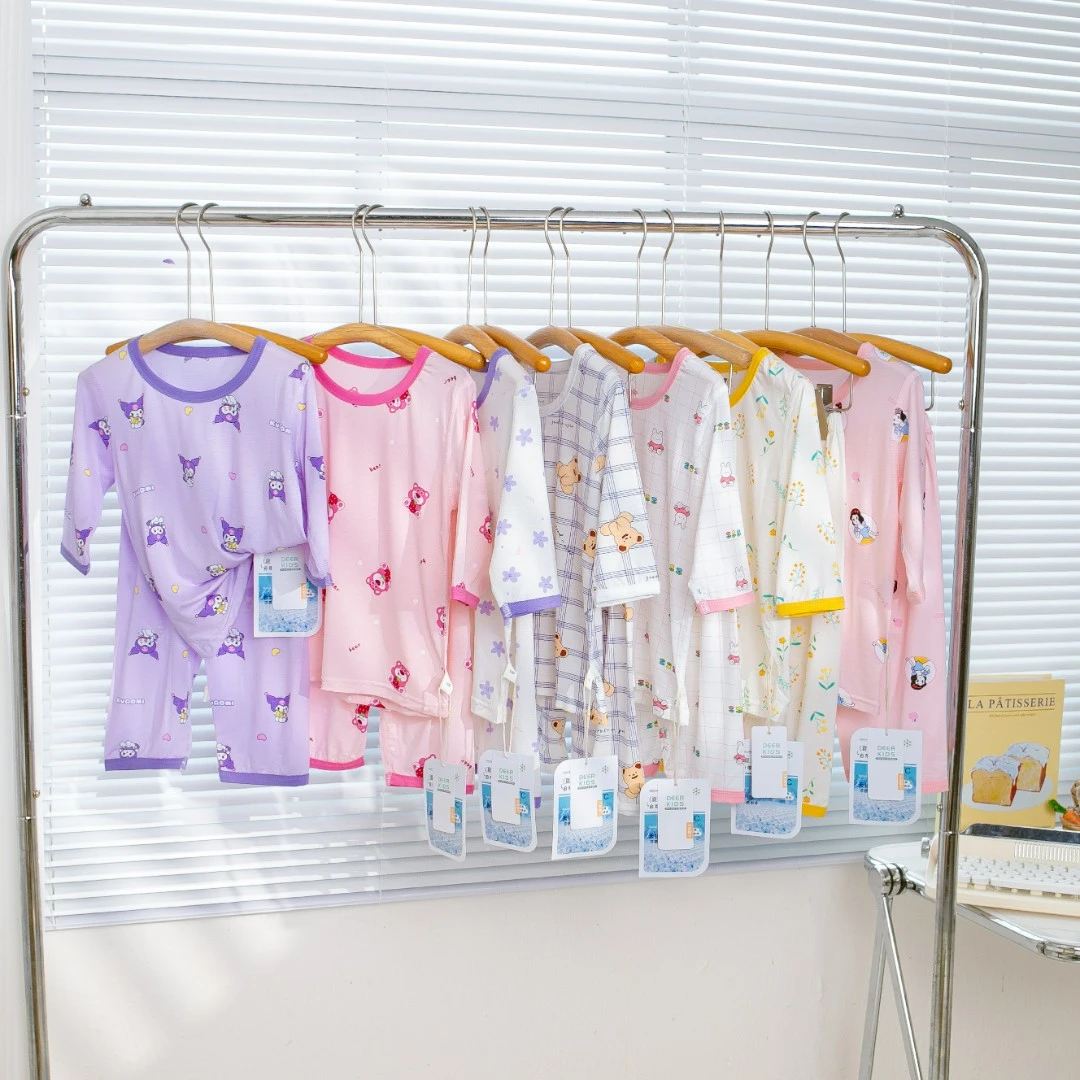 【麦兜兜】夏季莱赛尔天丝空调服男薄款男童家居服女童睡衣儿童宝宝