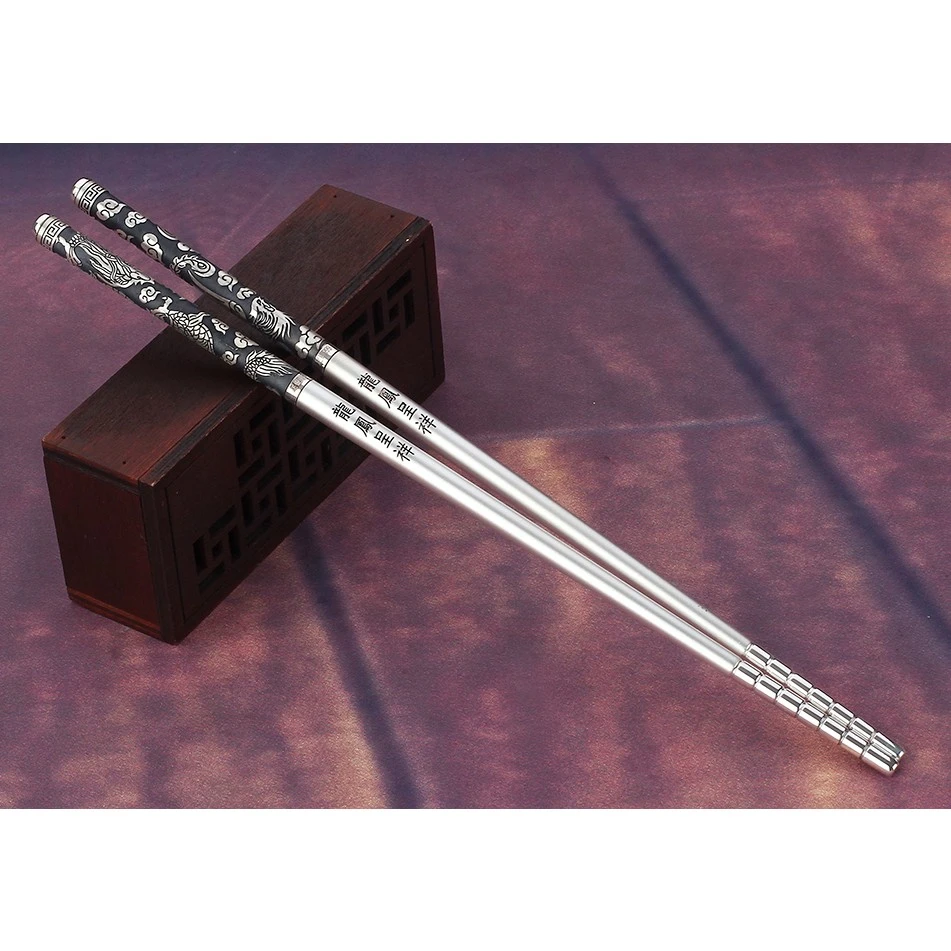 足银银制品 足银999家用中式国风创意手工防滑中国风足银筷子