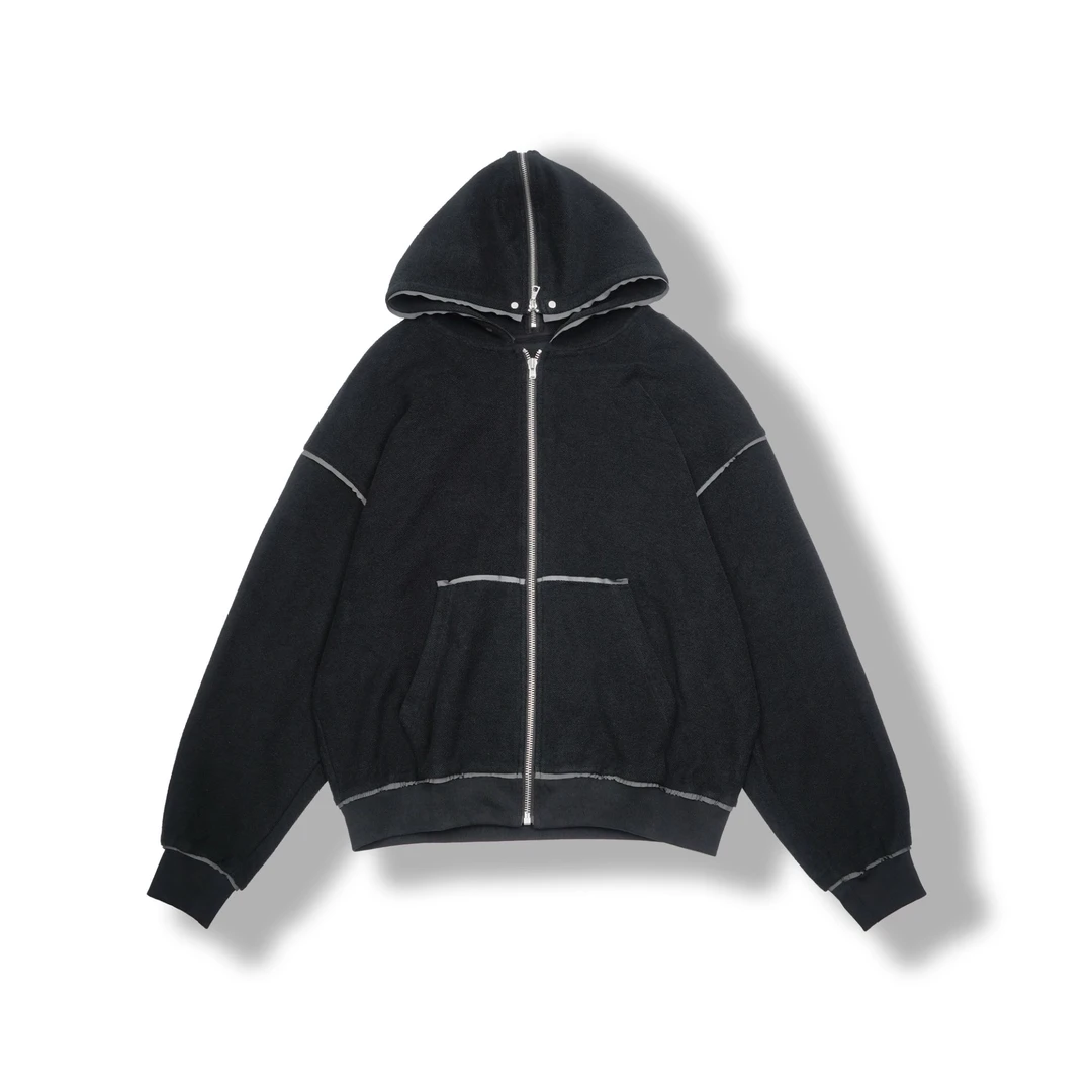 男士反穿连帽双拉链开衫T407181