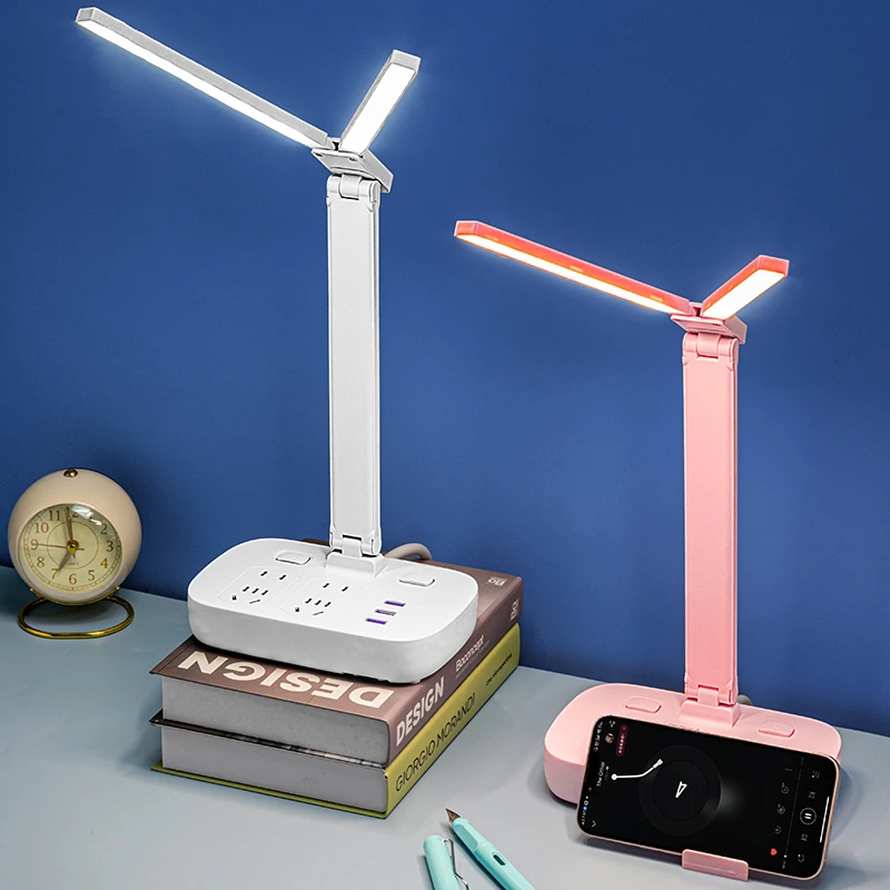 智能插座带USB台灯护眼书桌学生宿舍阅读学习专用床头卧室节能灯
