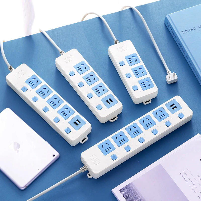 两脚插座两项双头接插线板二相扁2插头带长线排插带usb插板拖线板