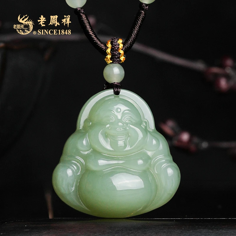 老鳯祥和田玉  晴水 佛公吊坠 项链 多样性发一件 D11252