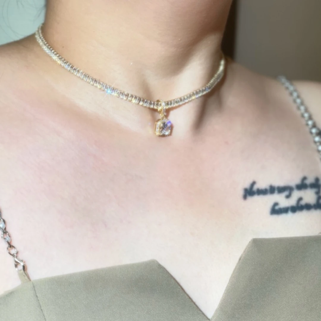 铜合金锆石项链 LTGlow 原创气质方糖锆石项链简约小众设计锁骨链