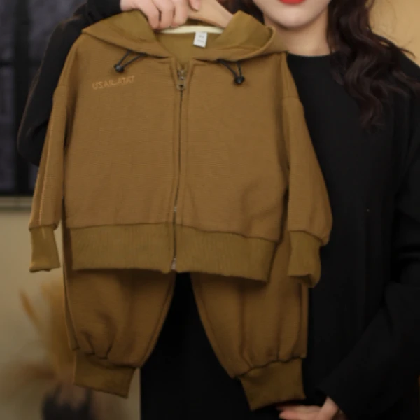 [现货]ZBAO儿童套装2024春秋季新款帅气韩版两件套33262