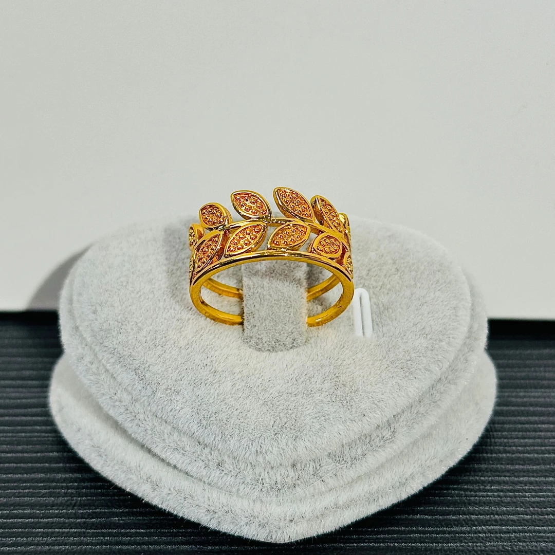 铜合金戒指 菲纳孜金叶戒指 气质时尚金枝玉叶潮流轻奢精美女士