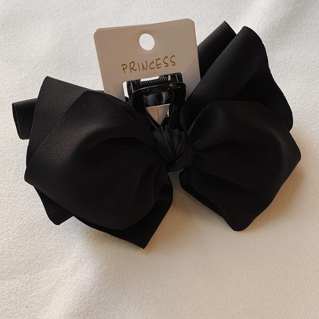 约11公分抓夹  复古赫本风蝴蝶结黑色抓夹女时尚后脑勺盘发鲨鱼夹