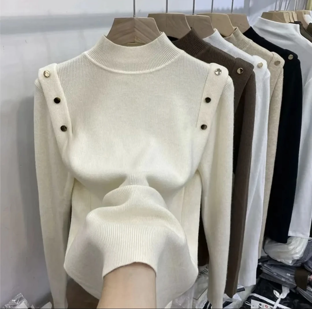 工厂直销9026#（90-200斤穿）大码女装半高领显瘦气质百搭针织毛衣