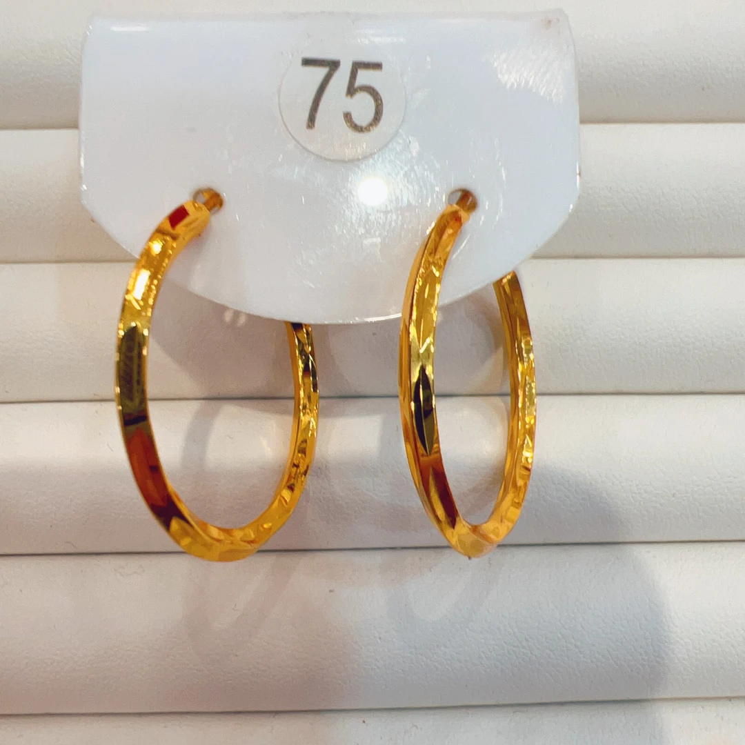 铜合金耳饰 EH075 新款时尚百搭轻奢立体棱形圈圈耳环（3cm）