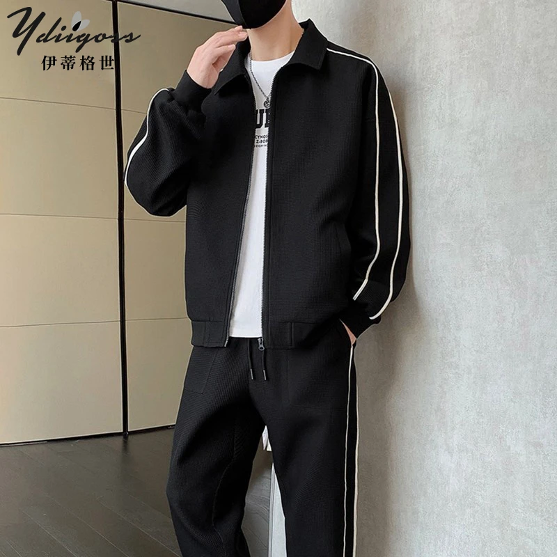 YDIIGOSS男士运动套装春秋季立领开衫休闲夹克外套宽松卫衣束脚裤