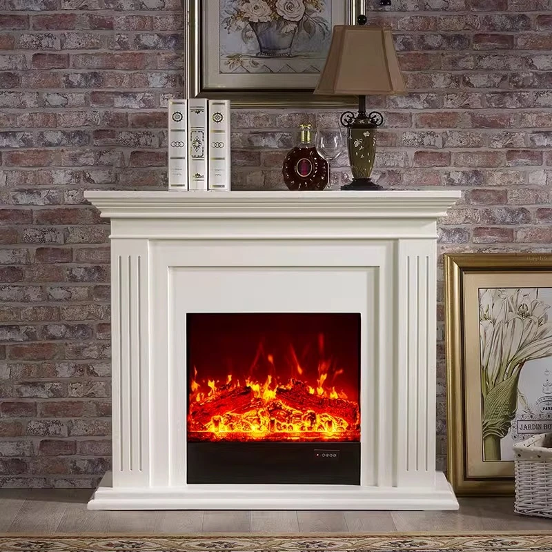 欧式田园壁炉实木美法式炉架装饰取暖电子芯仿真火焰1.2/1.5/2米