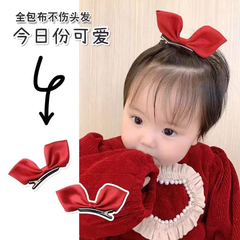 小宝宝发夹不伤发甜美蝴蝶结全包布婴儿小发卡儿童公主小女孩发饰