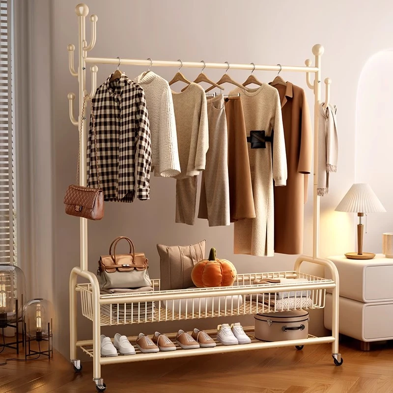 阳台可移动晾衣架卧室衣帽架家用衣架落地式简易挂衣架阳台衣架子
