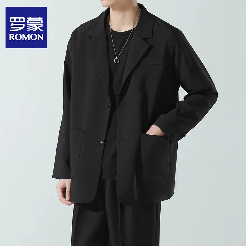 罗蒙休闲小西装外套男春秋季宽松dk制服男装高级感痞帅轻熟风西服