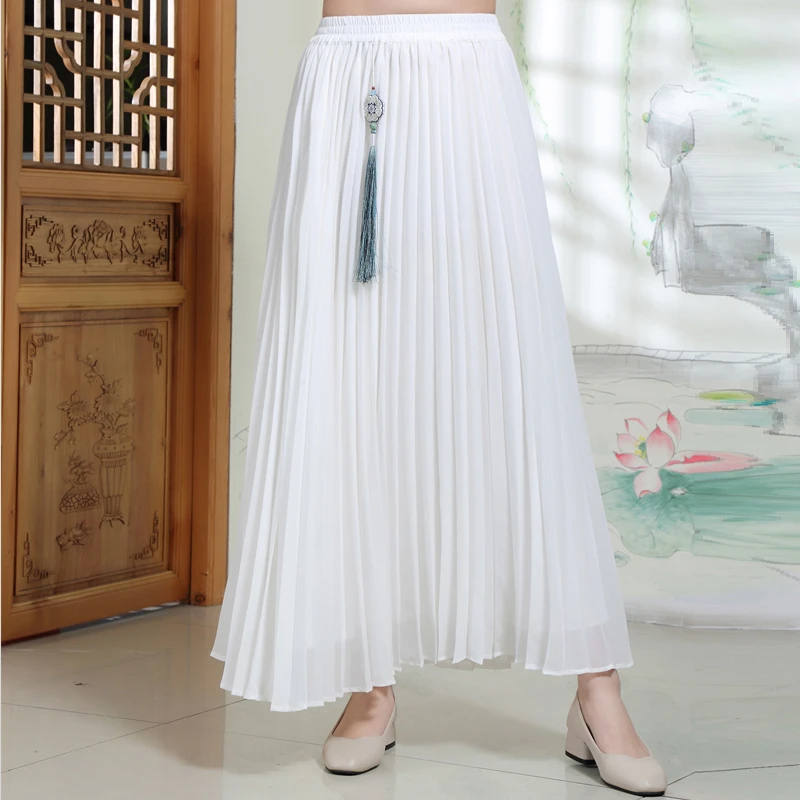 晓凤凰木棉道显瘦飘逸半身裙长款百褶裙中国风大摆复古百搭日常